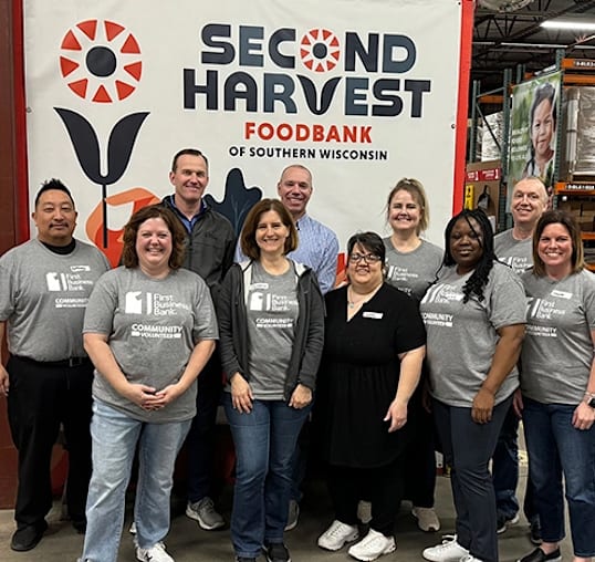 First Business Bank Employees volunteering at Second Harvest Foodbank of Southern Wisconsin
